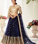 Mesmerizing Purple zari and Sequins embroidered net Semi Stitched bridal lehenga choli designs