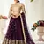 Wine zari embroidered net Semi Stitched bridal lehenga