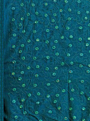 Blue Color Sequences Embroidred Vichitra Silk Bollywood Saree With Blouse Piece 5