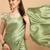 Green Color Satin Silk Stripes Tassels Designer Saree With Digital Print Blouse Piece