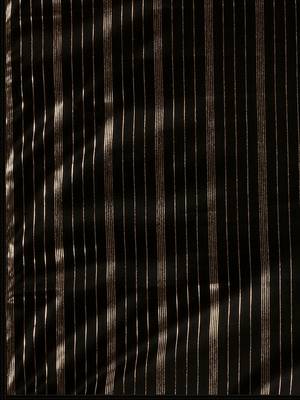 Black Color Foil Print Stripes Malai Silk Designer Saree With Embellished Blouse Piece 5