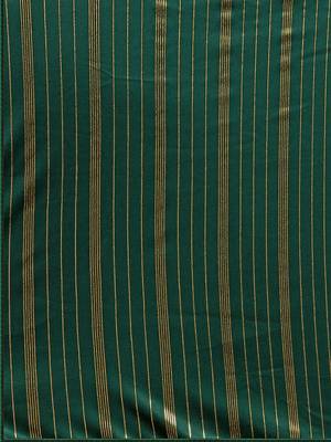 Green Color Foil Print Stripes Malai Silk Designer Saree With Embellished Blouse Piece 5