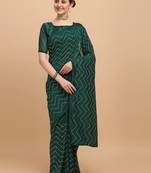 Green Color Sequences Embroidered Vichitra Silk Bollywood Designer Saree With Blouse Piece