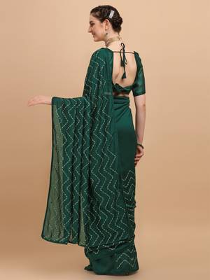 Green Color Sequences Embroidered Vichitra Silk Bollywood Designer Saree With Blouse Piece 2