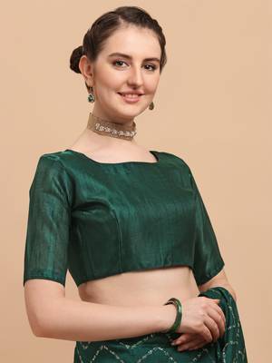 Green Color Sequences Embroidered Vichitra Silk Bollywood Designer Saree With Blouse Piece 4