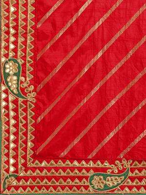 Red Color Embroidered Leheria Silk Designer Gota Patti Saree With Embroidered Blouse Piece 5