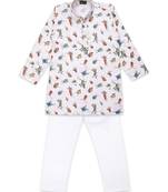 Multicolor printed cotton boys-kurta-pyjama