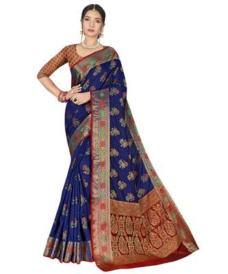 Navy BlueDesigner Art Silk Party Wear Saree 1