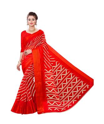 Red Colour Bandhani Printed Saree with blouse 1