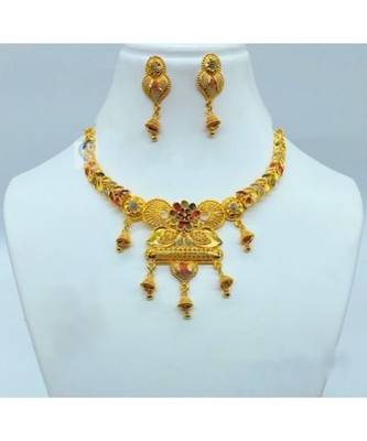 Designer Gold Plated Beautiful Necklace With Earring 1