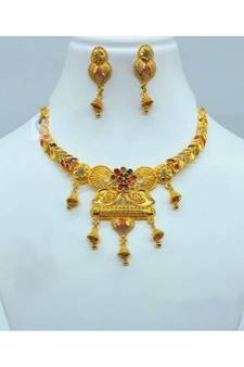 Designer Gold Plated Beautiful Necklace With Earring