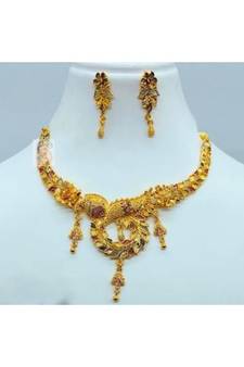 Gold Plated Designer Necklace With Earring