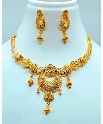 Micro gold plated designer leaf necklace with earring 1