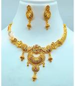 Micro gold plated designer leaf necklace with earring
