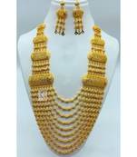Gold micro plated designer 8 layer necklace with earrings