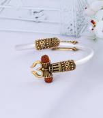Adjustable Trishul Damroo Rudraksha Bahubali Silver kada Bracelet For Men Boys Girls