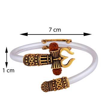Adjustable Trishul Damroo Rudraksha Bahubali Silver kada Bracelet For Men Boys Girls 4
