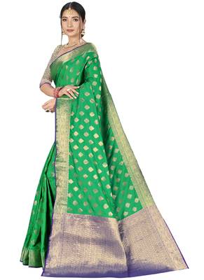 Sea Green Designer Art Silk Party Wear Saree 2