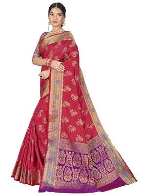 Red Designer Art Silk Party Wear Saree 2
