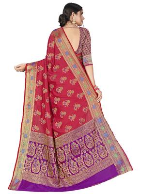 Red Designer Art Silk Party Wear Saree 3