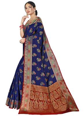Navy BlueDesigner Art Silk Party Wear Saree 2