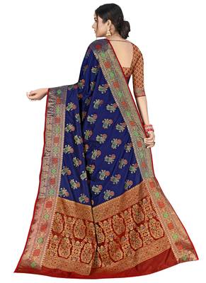 Navy BlueDesigner Art Silk Party Wear Saree 3