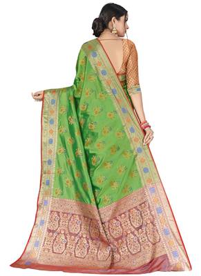 Sea Green Designer Art Silk Party Wear Saree 3