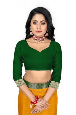 Mustard Zari Silk Plain Saree With Blouse 5