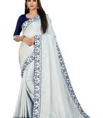 Blue Silk Embroidered Saree With Blouse