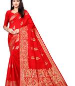 Red Silk Woven Saree With Blouse