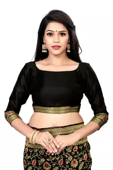 Black Silk Woven Saree With Blouse