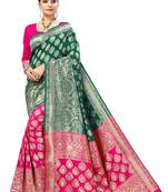 Green Silk Woven Saree With Blouse