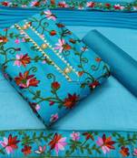 VredeVogel Royal blue Cotton Aagyeyi Fabulous Salwar Suits & Dress Material