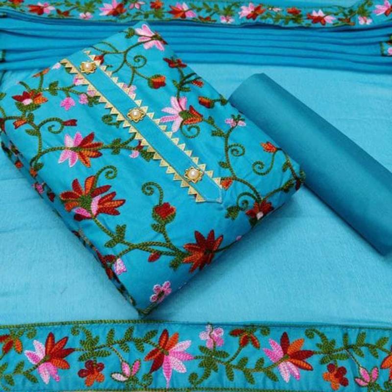 VredeVogel Royal blue Cotton Aagyeyi Fabulous Salwar Suits & Dress Material