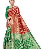 Red Silk Woven Saree With Blouse