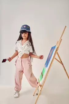 multicolor COTTON JOGGERS WITH BOWS