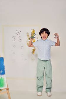 green COTTON BAGGY PANTS