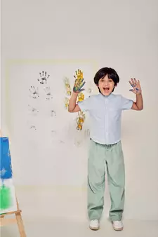 green COTTON BAGGY PANTS