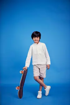 white COTTON PREPPY BOARD SHORTS