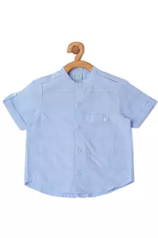 white COTTON MANDARIN COLLAR DRESSY SHIRT