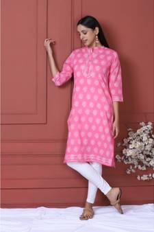PINK PRINTED KURTA