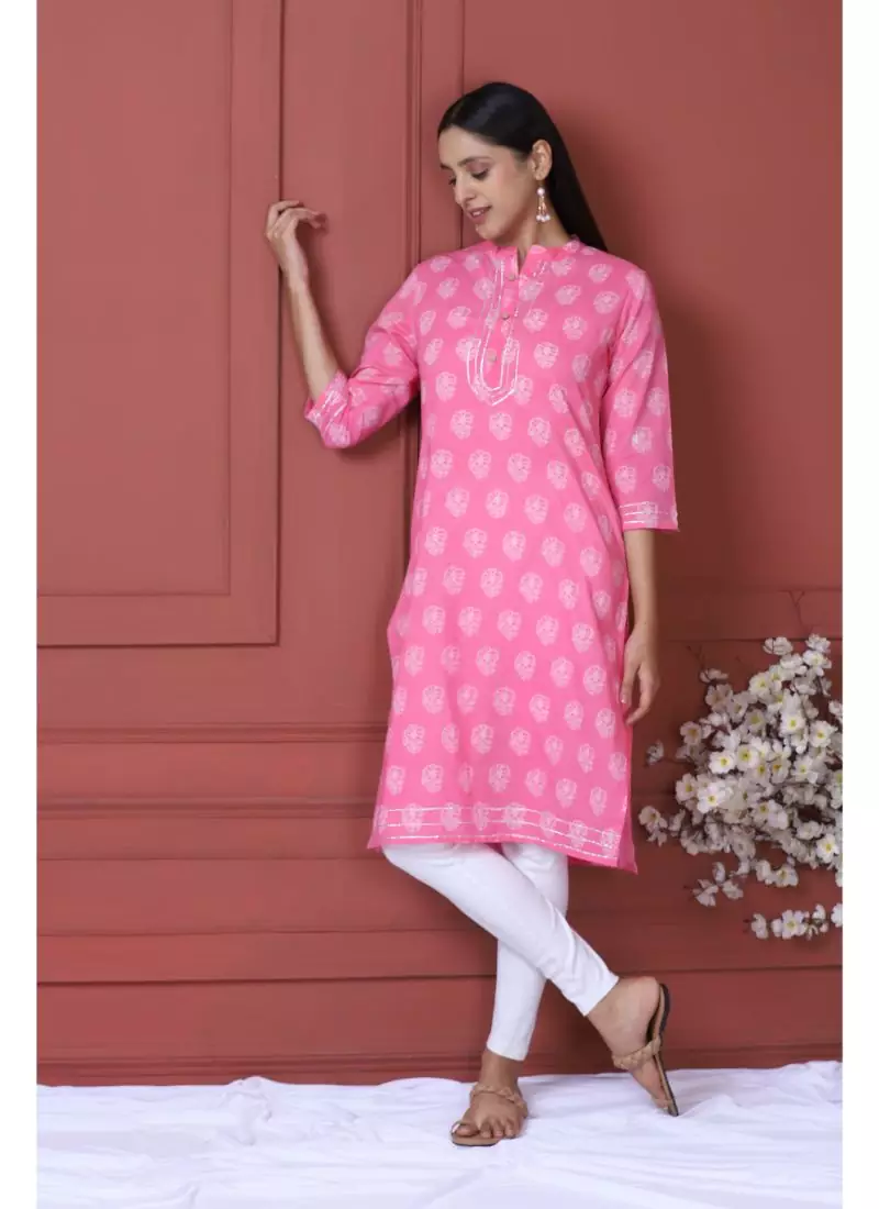 PINK PRINTED KURTA