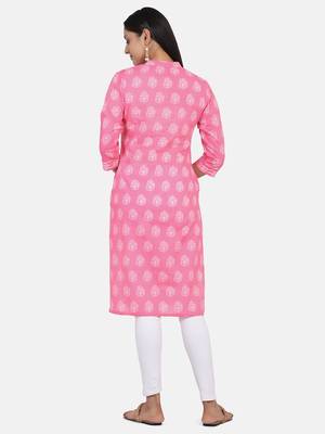 Pink Printed Kurta 6