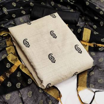 VredeVogel Black Khadi with Embroidery   Unstiched Dress Materials 1