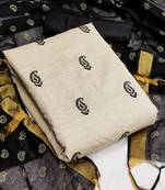 VredeVogel Black Khadi with Embroidery   Unstiched Dress Materials