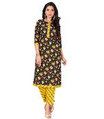 Black printed cotton ethnic-kurtis