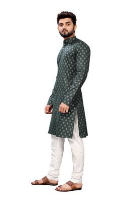 Grey printed cotton kurta-pajama 3