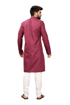 Maroon printed cotton kurta-pajama 2