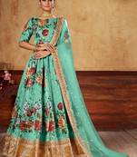 Green Zari Dori And Sequins Embroidered Fine Art Silk Semi Stitched Bridal Lehenga