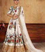 Off-White Zari Dori And Sequins Embroidered Fine Art Silk Semi Stitched Bridal Lehenga